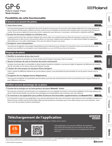 Manuel du propriétaire du Roland GP-6 - Télécharger | Fixfr