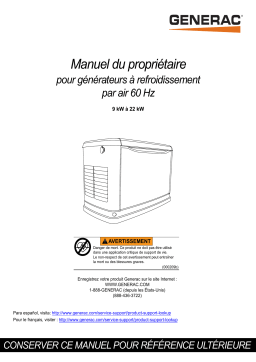 Manuel du propriétaire Generac G0070422 - Générateurs à refroidissement par air