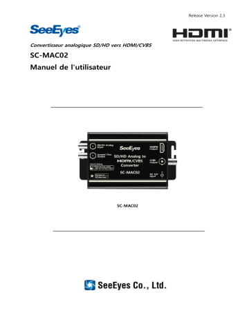 Manuel utilisateur SeeEyes SC-MAC02 - Convertisseur analogique vers HDMI & CVBS | Fixfr