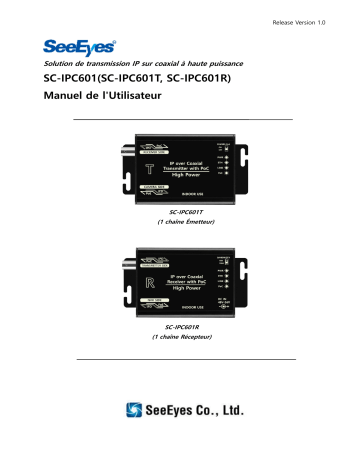 Manuel utilisateur SeeEyes SC-IPC601T - Transmission IP sur coaxial | Fixfr