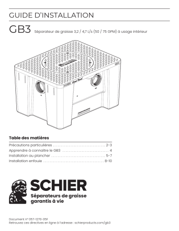 Schier GB3 Guide d'installation - Manuel d'utilisation | Fixfr