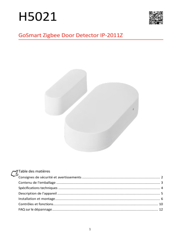 Emos : H5021 Manuel d'utilisation : Capteur de porte Zigbee intelligent | Fixfr