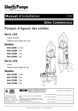 Manuel Utilisateur - Liberty Pumps 1.5 HP - Pompe d'égout à solides