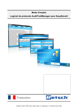 Retsch EasySieve CFR Audittrailmanager: Manuel utilisateur - Télécharger PDF