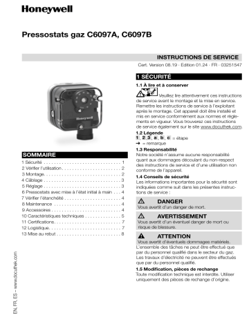 Manuel d'utilisation C6097A, C6097B Kromschroder | Fixfr