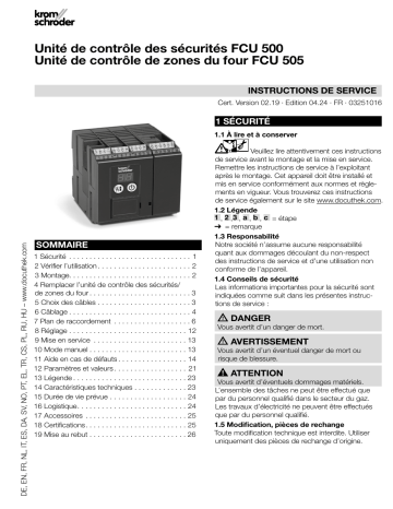 Kromschroder FCU 500, FCU 505: Manuel d'utilisation | Fixfr