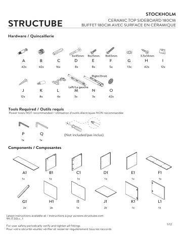 Manuel Utilisateur STRUCTUBE STOCKHOLM Buffet 180cm | Fixfr