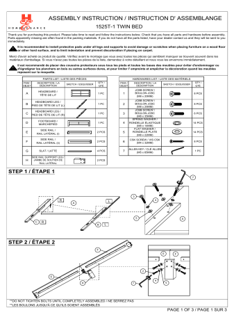 Homelegance 1525T-1 Manuel utilisateur - Instructions de montage | Fixfr