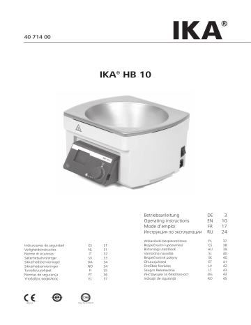 Manuel IKA HB 10 - Bain Chauffant | Télécharger PDF | Fixfr