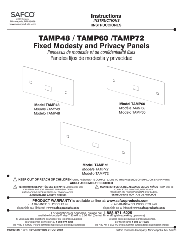 Manuel Safco TAMP48 - Panneaux de Modestie et de Confidentialité Fixes | Fixfr