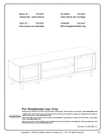 Walker Edison TROM2F Manuel utilisateur | Fixfr