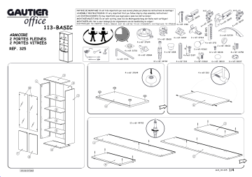 Manuel d'utilisation Gautier Office 113.325 - Armoire 2 portes pleines et 2 portes vitrées | Fixfr