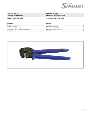 Manuel utilisateur PV-CZM-23100 - Staubli | Fixfr