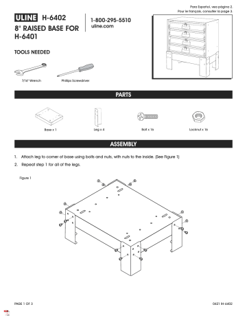 Manuel U-Line H-6402 - Base surélevée de 8 pouces | Fixfr