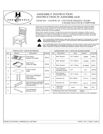 Manuel utilisateur Homelegance Myan 5162WW-24 | Téléchargement PDF | Fixfr