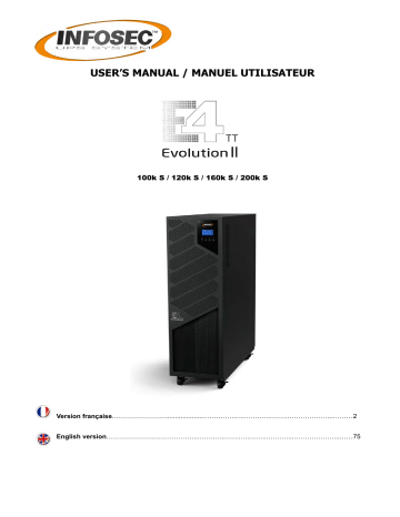 Manuel Utilisateur INFOSEC UPS SYSTEM E4 Evolution II 200k TT S | Fixfr