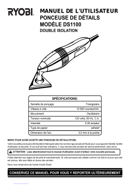 Manuel de l'utilisateur Ryobi DS1100 - Ponceuse de détails