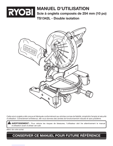 Ryobi TS1342L User's manual | Fixfr