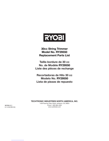 Ryobi RY29550 Manuel utilisateur | Fixfr