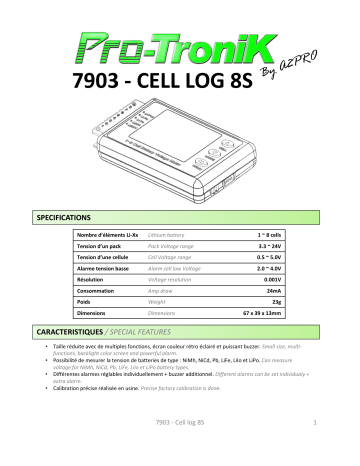 Pro-Tronik CELL LOG 8S Manuel utilisateur | Fixfr