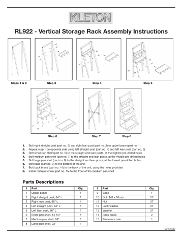 Manuel utilisateur Kleton RL922 - Guide d'assemblage et d'utilisation | Fixfr