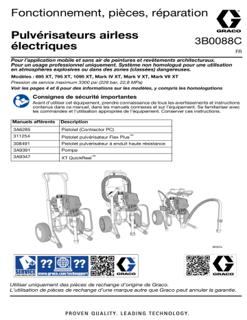 Graco 3B0088C, 695XT, 795XT, 1095XT, Mark IV XT, Manuel d'utilisation | Fixfr