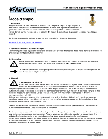 Manuel AirCom R120-02C - Régulateur de Pression | Fixfr