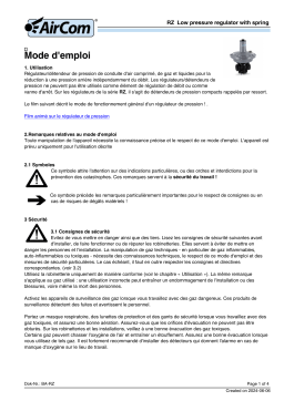 AirCom RZ1-12C Manuel du propriétaire - Régulateur de pression à diaphragme