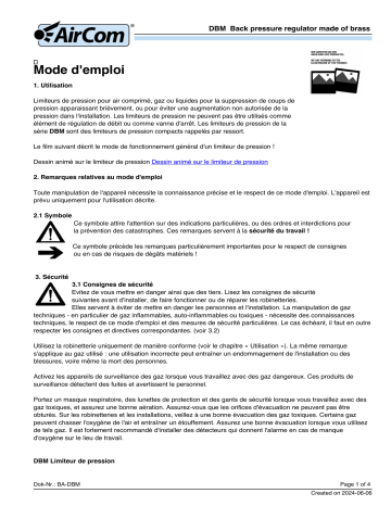 Manuel AirCom DBM-03B - Régulateur de contre-pression | Fixfr