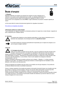 Manuel AirCom R100-02A : Régulateur de pression de précision sans purge