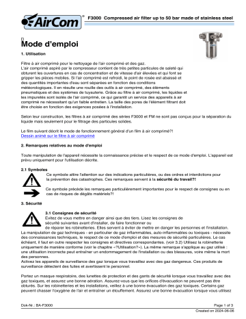 AirCom F3000-04 Manuel du propriétaire | Fixfr