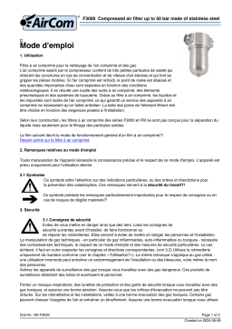 AirCom F3000-10 Manuel du propriétaire - Filtre à air comprimé en acier inoxydable