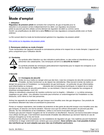 Manuel de l'utilisateur AirCom RGDJ-06J - Amplificateur de débit basse pression | Fixfr