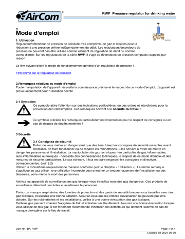 AirCom RWF-12C Manuel d'utilisation - Lire en ligne ou Télécharger | AirCom RWF-12C | Fixfr