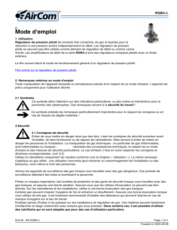 Manuel AirCom RGB4-08J - Amplificateur de Débit Basse Pression | Fixfr