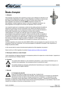 AirCom B3000-1AGD Manuel du propriétaire - Filtration et Régulation de Pression