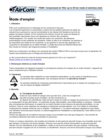 AirCom F3000-16G - Manuel du Propriétaire | Fixfr