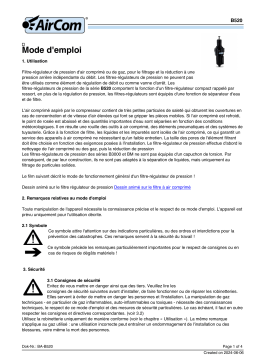 AirCom B522-02WJD Manuel du propriétaire - Filtres et Régulateurs de Pression