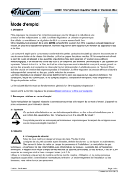 Manuel d'utilisation AirCom B3000-12E - Régulateur de pression de filtre