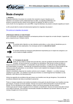 Manuel du propriétaire AirCom R13-02M - Régulateur de pression en ligne