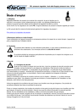 AirCom RS-04A Manuel du propriétaire - Régulateur de pression verrouillable