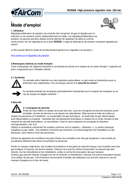 Manuel d'utilisation AirCom RH3000-02E - Régulateur de pression haute pression