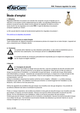 Manuel d'utilisation AirCom RWI-04F - RWI-04F Régulateur de pression pour l'eau potable