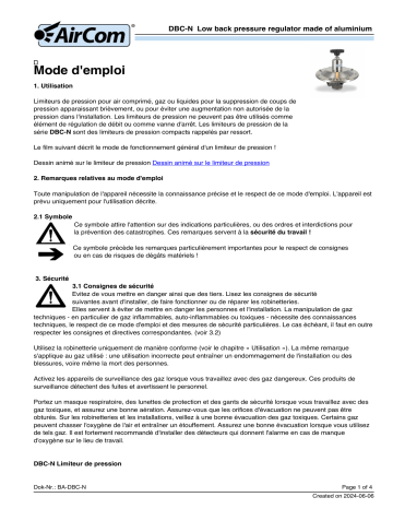 Manuel DBC-04P AirCom - Régulateur de Pression Arrière | Fixfr