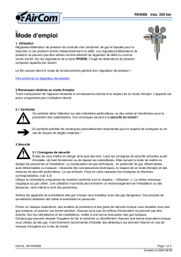 Manuel AirCom RH3000-06D: Régulateur Haute Pression