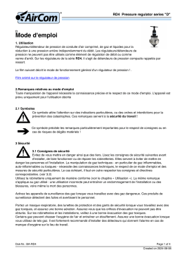 AirCom RD4-12A Manuel du propriétaire - Régulateur de pression compact