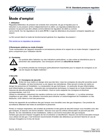 Manuel AirCom R119-06C - Régulateur de pression | Fixfr