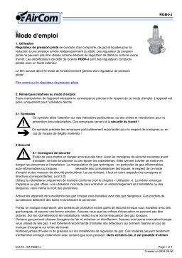 AirCom RGB4-12J Manuel du propriétaire: Amplificateur de débit basse pression