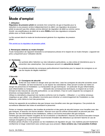 AirCom RGB4-12J Manuel du propriétaire: Amplificateur de débit basse pression | Fixfr