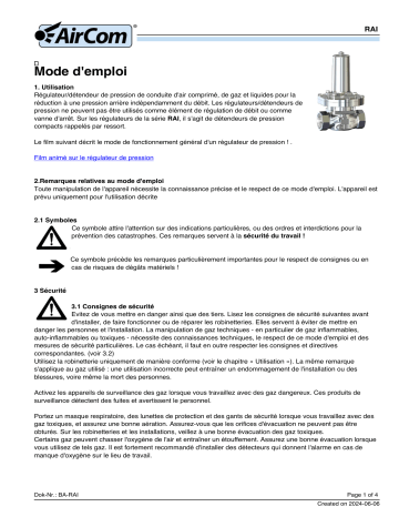 AirCom RAI-16F - Manuel du propriétaire - Acier inoxydable | Fixfr